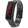 Ejoyous Orologio Sportivo da Polso, Display LED Elettronico, Cinturino in Silicone, Quadrante 12 Ore, Nero, per Uomo e Donna, Corsa Outdoor e Indoor