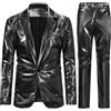 Allthemen Abito da Uomo in 2 Pezzi Tinta Unita Completo con Collo Alto Regular Fit Suit con Un Bottone Casual