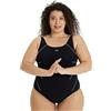 Arena Bodylift, costume intero da donna Jewel B-Cup Plus Size, modellante, con ali sulla schiena, per controllo della pancia, nero/bianco
