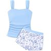 Huihong Costume da Bagno Bambina 2 Pezzi 10-15 Anni Elegante Brasiliana Stampa Floreale Costume Sportivo Ragazza Spiaggia Piscina Leggera Tankini Bikini