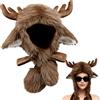 Generic Cappelli con Animali - Copricapo con corna di renna natalizia da 54 cm, simpatico copricapo da cacciatore in costume da cervo | Calore tutto il giorno per feste in maschera, sci all'aperto, viaggi, ci