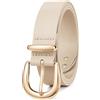 LEACOOLKEY Cintura da donna in pelle per jeans, pantaloni, abiti, alla moda, con fibbia dorata, larghezza 2,8 cm