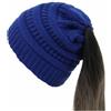 SHTGOI Berretto a coda di cavallo, in lana lavorato a maglia, morbido ed elastico, con trecce, foro per trecce, berretto a maglia grossa, cappello caldo per donne e ragazze con capelli lunghi