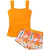 Huihong Costume da Bagno Bambina 2 Pezzi 10-15 Anni Elegante Brasiliana Stampa Floreale Costume Sportivo Ragazza Spiaggia Piscina Leggera Tankini Bikini