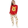 Disney Pigiama da Donna Rosso a Maniche Lunghe con Gamba Lunga Winnie The Pooh in Pile con Stampa a Forma di Orso a Tema Cartone Animato per Comfort e Relax | Merchandising