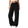 Generico Pantaloni Donna da Jogging Vita Alta a Gamba Larga Sportivi Jogger | Comodi Pantalone Palestra Larghi con Tasche e Coulisse Pantalone Casual Elasticizzati per Yoga Jogging Fitness Running S-3XL