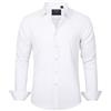 J.VER, Camicie da uomo a maniche lunghe, in tinta unita, elasticizzate, senza pieghe, camicia formale da lavoro, casual, con bottoni, bianco, L