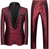 Generico Abiti Da Uomo In 3 Pezzi Slim Fit Motivo Paisley Monopetto Giacca Gilet Smoking Taglie Forti Tuta Sportiva Tuta Casual Jacquard Per Matrimoni Feste Abbigliamento Elegante Set