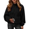 SCHOOLMOON Giacca Donna Invernale Pile Peluche Corta Cappotto Felpa Con Zip | Manica Lunga Caldo Tinta Unita Teddy Tasche