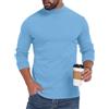 PrinStory Maglia da uomo a maniche lunghe, con scollo rotondo, a collo alto, felpa leggera