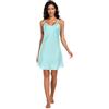 RPLIFE Abito sottoveste da donna in raso, con spalline sottili regolabili e scollo a V, colore turchese pallido