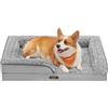 Feandrea Cuccia Cane Interno, Cuccia per Cani, Lettino per Animali, Ortopedico con Gommapiuma Ondulata, Bordi Rialzati, Copertura di Peluche Sfoderabile, 91 x 68 x 16 cm, Grigio Tortora PGW252G01