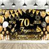 Seutgjie Happy 70 Years 1956-2026 Banner Decorazione 70 Anni Sfondo 70 Anni Donne Uomini Banner Buon Compleanno per Festa Nero 180 x 110 cm