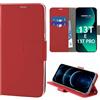 N NEWTOP Cover Compatibile con Xiaomi 13T e 13T PRO, HQ Lateral Custodia Libro Flip Chiusura Magnetica Portafoglio Simil Pelle Stand Protezione Completa Case TPU Anti Urto Guscio Base Porta (Rosso)