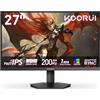 KOORUI 27 Gaming Monitor 200Hz Fast IPS QHD PC Schermo 1ms HDR400 HDMI/DP | Adaptive Sync, DCI-P3 95%, SRGB 99%, Inclinazione Regolabile, QHD 2560x1440,VESA 75x75mm, per lavoro d'ufficio o per giocare