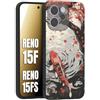 CUSTOMIZZA - Custodia cover nera morbida in tpu compatibile per Oppo Reno 15 F - Reno 15 FS giapponese lago carpa koi rossa con foglie d'acero rosso disegnata tattoo