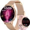 FOSMET Smartwatch Donna ECG/HRV/BMI, Pressione Sanguigna, 1.32 AMOLED Screen Oro | 24/7 Frequenza Cardiaca, SpO2, Sonno, Fisiologia Feminile, Micro-Check Chiamate, 130+ Sport, Orologio Piccolo, Regalo per Lei