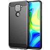Generico COVER CARBON LOOK compatibile con XIAOMI REDMI NOTE 9 - CUSTODIA SILICONE NERO