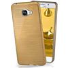 moex Cover in Silicone Compatibile con Samsung Galaxy A3 (2016) | Effetto Alluminio Spazzolato, Oro