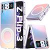 Nshkeji Cover per Samsung Galaxy Z Flip 3 Custodia con Mag-Safe Antiurto con Effetto Iridescente Opaca Retro Rigida PC Protezione Custodia Anti Graffio Cover per Samsung Galaxy Z Flip 3 Case