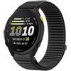 GIOPUEY Cinturini Compatibile con Garmin Forerunner 70, Nylon Traspirante Sport Loop Cinturino in Morbido Nylon Intrecciato Strap Band - Black