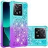 BLOTECH Custodia Compatibile con Xiaomi 13T 13T Pro,Brillantini Liquido Cover per Xiaomi 13T 13T Pro Guscio Morbido 2 Strati +Sabbie Mobili interno Bling Glitter Custodia Bling Sparkle,Green Purple