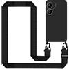 Tawarror Cover per Xiaomi Redmi 13C/Xiaomi Poco C65 con Cordino, Custodia Silicone Morbida Sottile con Regolabile Tracolla con Laccio Collana Practical Flessibile Antiurto per Redmi 13C Case - Nero