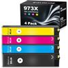 KALOKING 973X Cartucce d'Inchiostro Compatibili per HP 973 X 973X Multipack 4 Colori | Compatibili con PageWide Pro 477dwt 477dw 452dwt 452dw 552dw 577dw P57750dw P55250dw, Nero 10000 Pagine, Colori 7000 Pagine