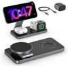 QTlier Stazione di ricarica 3 in 1 con Qi2.2 da 25 W, stazione di ricarica per Apple Watch e iPhone, compatibile con Magsafe Wireless Charger per iPhone 17/16/15/14/13/12, AirPods, Apple Watch, con