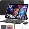 Blackview Mega 2 12 Pollici Tablet con Tastiera e Mouse, 24GB+128GB/2TB Tablette Android 15, 2 Altoparlanti,Widevine L1, 2.4K FHD+, 9000mAh, 4G LTE Tablet PC Mode,WiFi,OTG,Penna intelligente,Nero