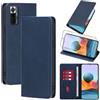 Vauki Cover per Xiaomi Redmi Note 10 Pro 4G con 1 Vetro Temperato Custodia in Pelle PU Slot Schede Flip TPU Silicone Case Supporto Stand Magnetica Antiurto Caso per Redmi Note 10 Pro 4G 6.67,Blu