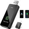 PWAYTEK Adattatore 2‑in‑1 Wireless CarPlay & Android Auto, Bluetooth 5.3 Wi‑Fi 5.8GHz, USB‑A/USB‑C Plug & Play, iOS 10+ Android 11+, auto dal 2016