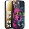 CUSTOMIZZA - Custodia cover nera morbida in tpu compatibile per Oppo Reno 15 F - Reno 15 FS animali cyberpunk pantera street cat fucsia blu giallo