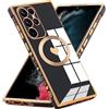 Kaywzo Cover per Samsung Galaxy S23 Ultra 5G,Custodia in Silicone TPU Zincata Compatibile con MagSafe,Protezione Antiurto a 4 Angoli,Shiny Modello a Forma di Cuore Lady Case,Nero