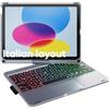doqo Custodia Tastiera iPad A16 11ª & iPad 10ª,Trackpad,Rotazione 360° | Digitazione tipo laptop, Retroilluminata, per iPad 11 A16 2025 & iPad 10,9 2022, Supporto Penna, Protettiva