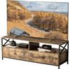 Relaxdays Mobile TV Basso, 2 Scomparti e 2 Cassetti, Marrone/Nero | per TV fino a 55, 50 x 120 x 40 cm