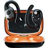 TICFOX Cuffie wireless Bluetooth 5.4, sportive, leggere, in-ear, senza fili, Bluetooth, con ganci per le orecchie, impermeabili, per fitness, corsa (nero)