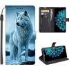 SEHEYA Custodia per Realme C33 4G 2022 Cover a Libro, Lupo Neve | Custodie Portafoglio Flip Caso in Pelle PU con Motivo Carino Portacarte Interne Fibbia Magnetica Protezione Case