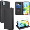 Vauki Cover per Xiaomi Redmi A1/Xiaomi Redmi A2 con 1 Vetro Temperato Custodia in Pelle PU Slot Schede Flip TPU Silicone Case Supporto Stand Magnetica Antiurto Caso per 6.52,Nero