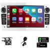 LSLYA Autoradio 2 DIN per Opel Astra h/Zafira b/Meriva/Vivaro Bluetooth Stereo Car con Wireless Carplay Android Auto-Silver