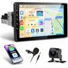 Motorsi Single Din 4+64G Wireless CarPlay Android Auto Radio 1 Din con Schermo, Stereo per Auto con Navigatore GPS, WiFi, Bluetooth, Touchscreen Autoradio, Mirror Link, FM/RDS, SWC, AUX + Telecamera