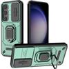 ESTH® Cover per Samsung Galaxy S24 con Custodia per Fotocamera Scorrevole e Supporto ad Anello [Custodia Paraurti Compatibile con Supporto Magnetico per Auto], Verde