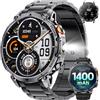 Haulvean Smartwatch Uomo Militare, Batteria 1400 mAh, 1.7HD Schermo, 2 Cinturini | Torcia LED, 100+ Modalità Sportive, Frequenza Cardiaca/Sonno/SpO2, Impermeabile IP68, Chiamate Bluetooth per iOS Android