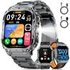 LIGE SMART Smartwatch Uomo Militare con Chiamate Bluetooth, Notifica, 2,0HD Display/Torcia/1000 mAh, 2 Cavi di Ricarica, 100+ Modalità Sportive Fitness Tracker Compatibile Android e iOS, IP68, Nero-arancione