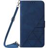 PekaTech Custodia con Collana per iPhone 13 Mini con Cordino e Porta Carte, Cover Portafogli di Pelle PU [Antiurto] [AntiGraffio] [Antiscivolo] con Cordino Case con Laccio Tracolla, Blu