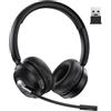 TECKNET V6.0 Cuffie Bluetooth con Microfono, Cuffie Wireless Doppia Connessione, Riduzione del Rumore ENC e Silenzio Istantaneo, Autonomia fino a 50 Ore, Ideali per Ufficio e Riunioni