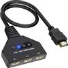 AUKOKIOULA HDMI Switch, 3 porte 4K HDMI, switch HDMI 3 in 1, display esteso splitter HDMI, supporta 3D, HDMI2.0, HDCP2.2, splitter HDMI per Xbox, roku Stick, HDTV, PS4/5, console, PC