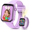 BANLVS Smartwatch Bambini GPS con Doppia Fotocamera, Videochiamate, Torcia, Viola | 4G Orologio Smartwatch Bambini, Chiamate, Chat Vocale, SMS, SOS, Modalità Scuola, Sonno, IP68, Contapassi, Ragazzi e Ragazze