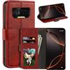 UOGNADGD Custodia flip in similpelle per Oukitel F150 B2021 - Rosso | 5.86 Custodia portafoglio folio con fessure per carte, chiusura magnetica, funzione stand e blocco RFID