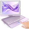 KBCASE Custodia con tastiera touchpad per iPad 9a/8a/7a 10,2, tastiera trackpad retroilluminata, custodia girevole a 360° con portamatite per iPad di 9a/8a/7a generazione (viola chiaro)